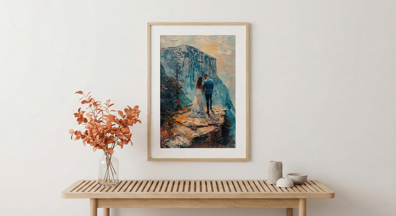 Yosemite Elopement Art Print, National Park Decor - Newlywed Gift