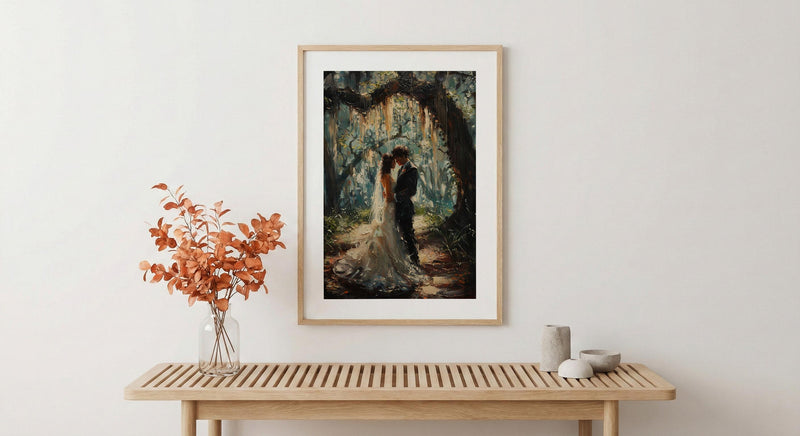 Southern Wedding Wall Art, Savannah Oak Tree Print - Romantic Gift