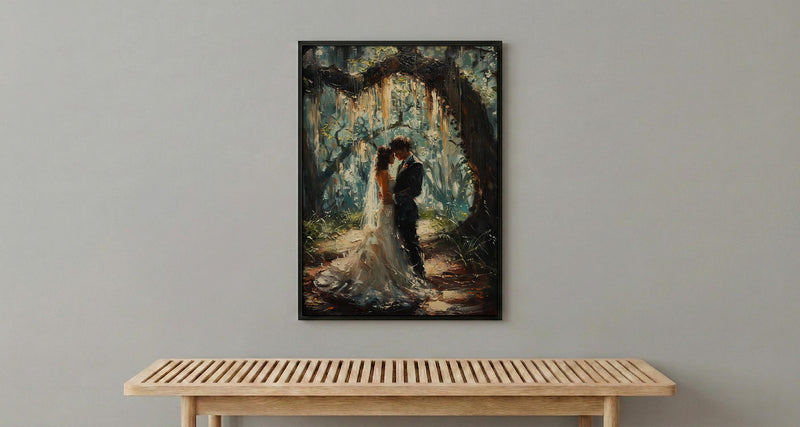 Southern Wedding Wall Art, Savannah Oak Tree Print - Romantic Gift