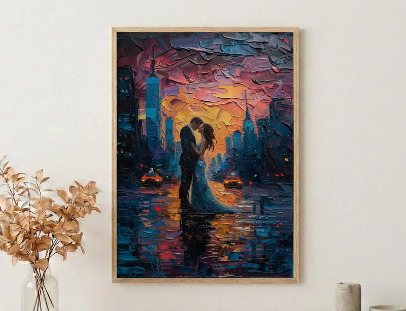 New York Elopement Art Print, NYC Skyline Poster - Urban Wedding Gift