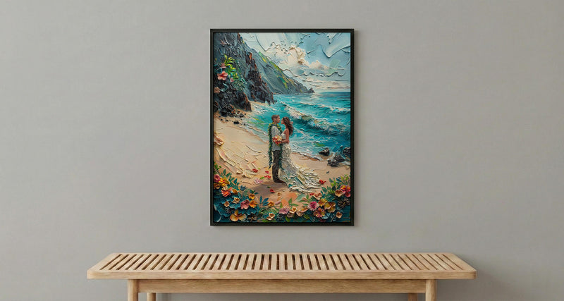 Hawaii Beach Wedding Wall Art, Maui Travel Poster - Tropical Honeymoon Art