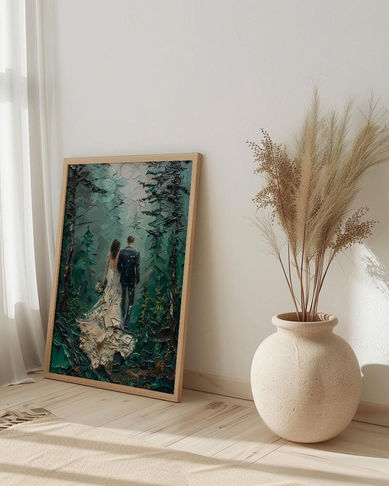Moody Forest Poster, PNW Wedding Print - Twilight Nature Art