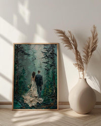 Moody Forest Poster, PNW Wedding Print - Twilight Nature Art