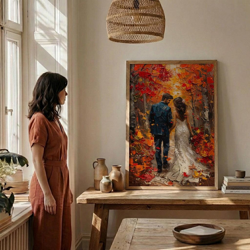New England Fall Wall Art, Autumn Wedding Poster - Rustic Decor