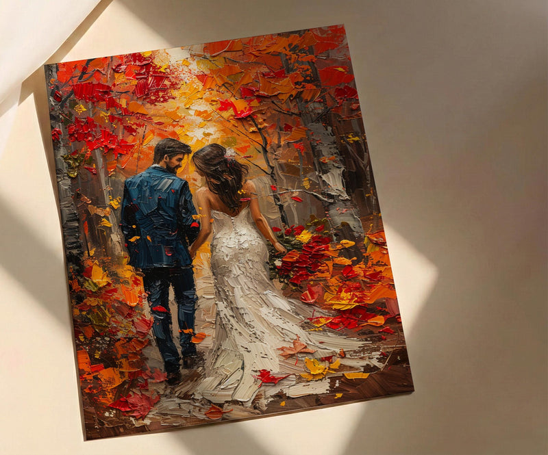 New England Fall Wall Art, Autumn Wedding Poster - Rustic Decor