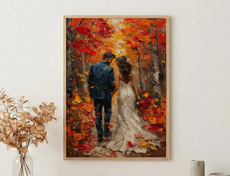 New England Fall Wall Art, Autumn Wedding Poster - Rustic Decor