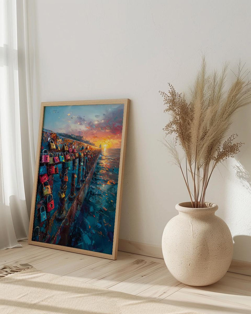Love Padlocks Art Print, Romantic Bridge Decor - Master Bedroom Art
