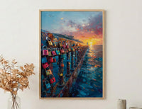 Love Padlocks Art Print, Romantic Bridge Decor - Master Bedroom Art