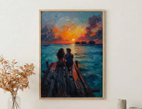 Maldives Ocean Wall Decor, Tropical Sunset Print - Master Bedroom Art
