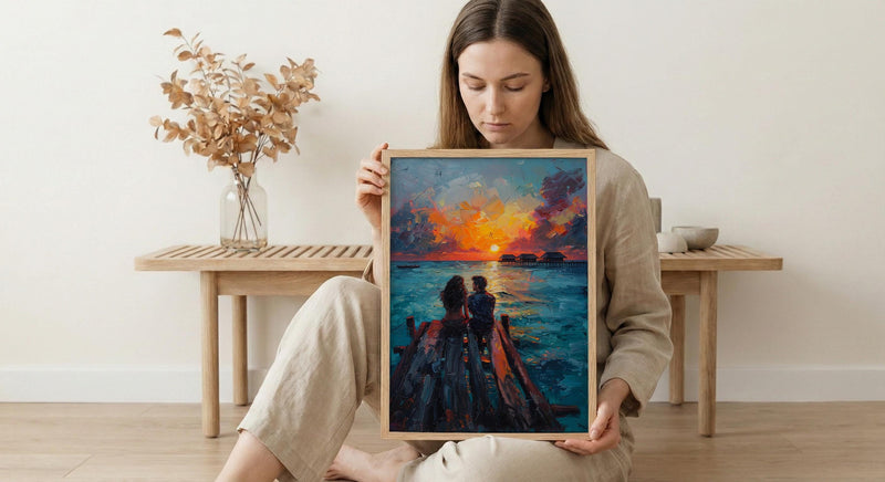 Maldives Ocean Wall Decor, Tropical Sunset Print - Master Bedroom Art