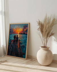 Maldives Ocean Wall Decor, Tropical Sunset Print - Master Bedroom Art