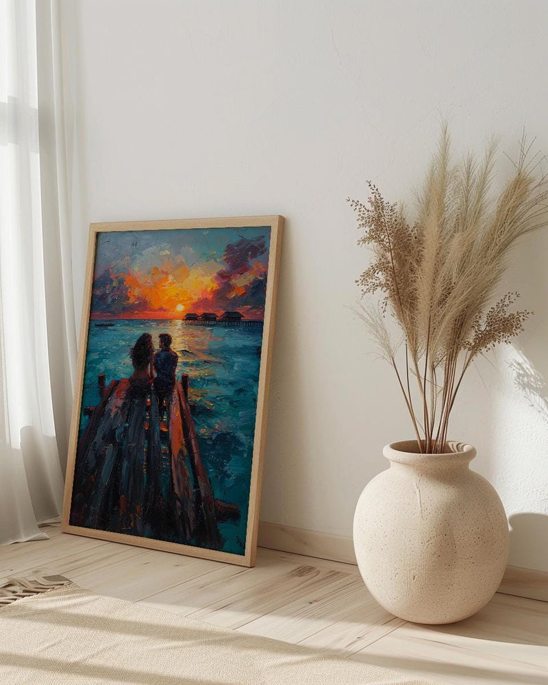 Maldives Ocean Wall Decor, Tropical Sunset Print - Master Bedroom Art