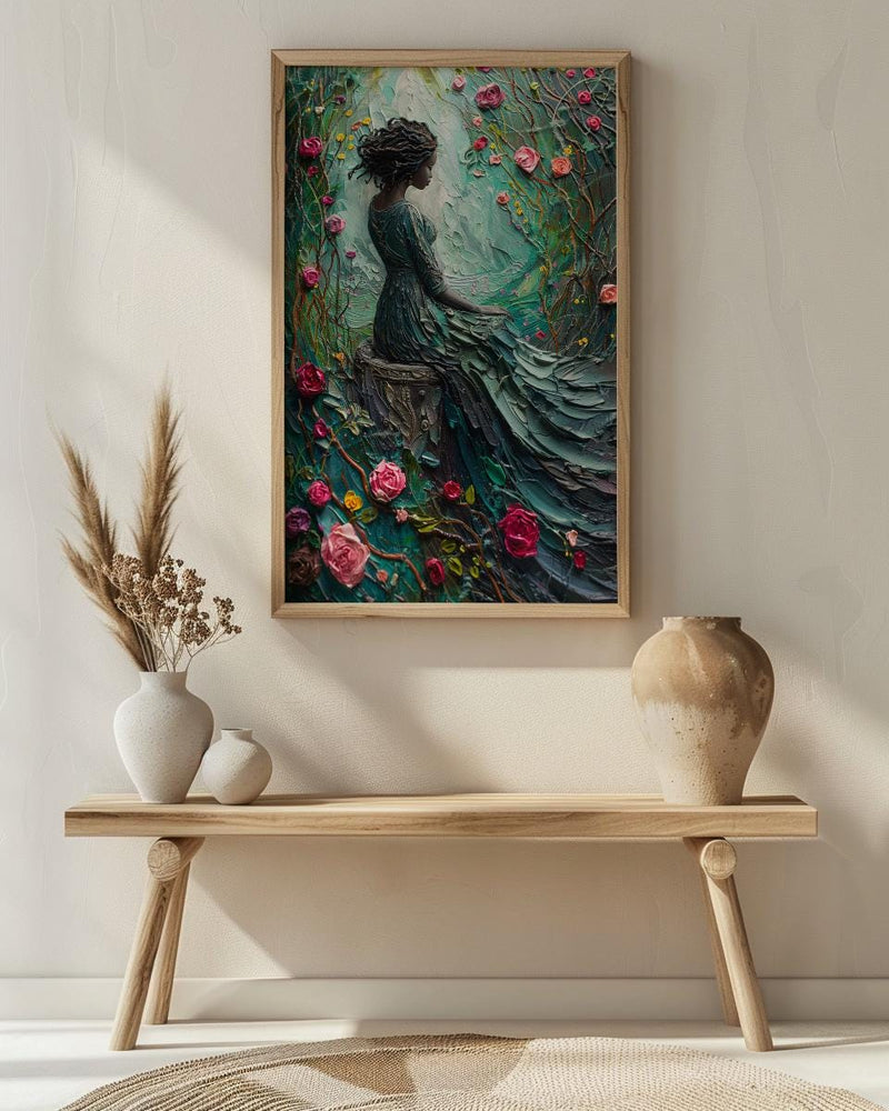 The Empress Tarot Art Print, Spring Wild Rose Decor - Witchy Room Decor