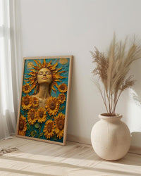 The Sun Tarot Wall Art, Yellow Sunflower Spring Decor - Living Room Decor