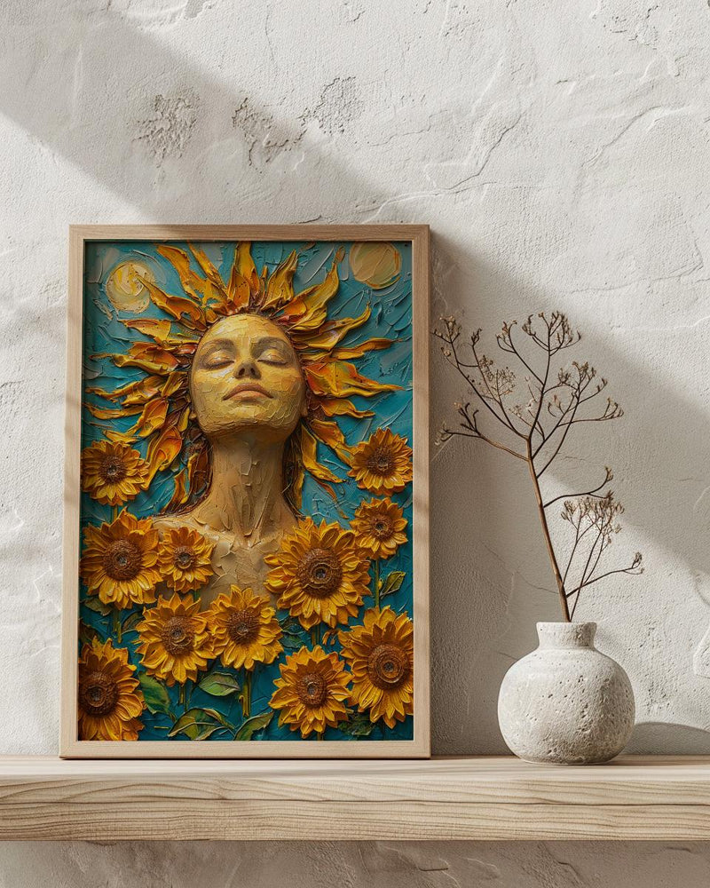 The Sun Tarot Wall Art, Yellow Sunflower Spring Decor - Living Room Decor