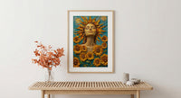 The Sun Tarot Wall Art, Yellow Sunflower Spring Decor - Living Room Decor