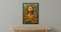 The Sun Tarot Wall Art, Yellow Sunflower Spring Decor - Living Room Decor