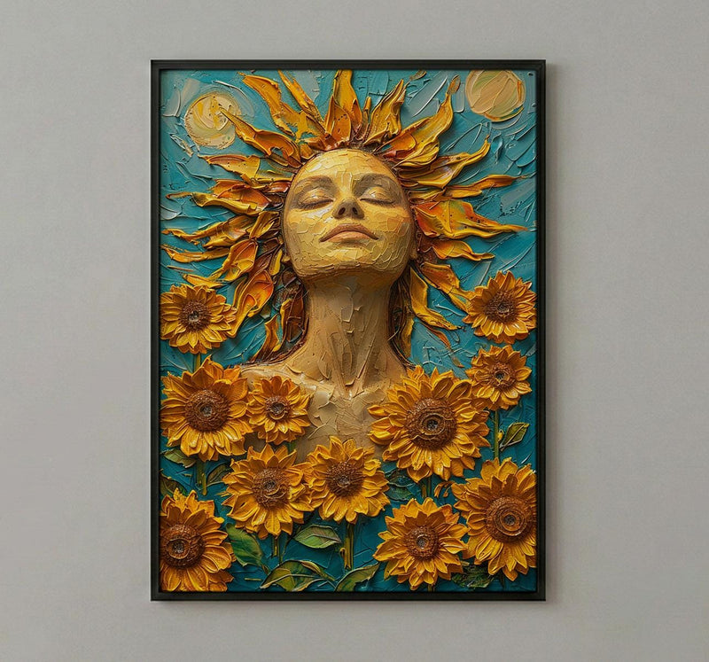 The Sun Tarot Wall Art, Yellow Sunflower Spring Decor - Living Room Decor