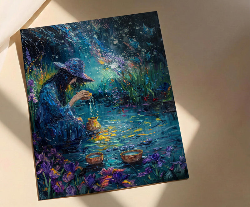 The Star Tarot Poster, Purple Iris Spring Wall Art - Spiritual Gift