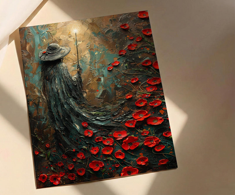 The Magician Tarot Art Print, Red Poppy Spring Decor - Witchy Room Decor