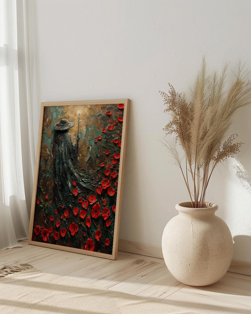 The Magician Tarot Art Print, Red Poppy Spring Decor - Witchy Room Decor