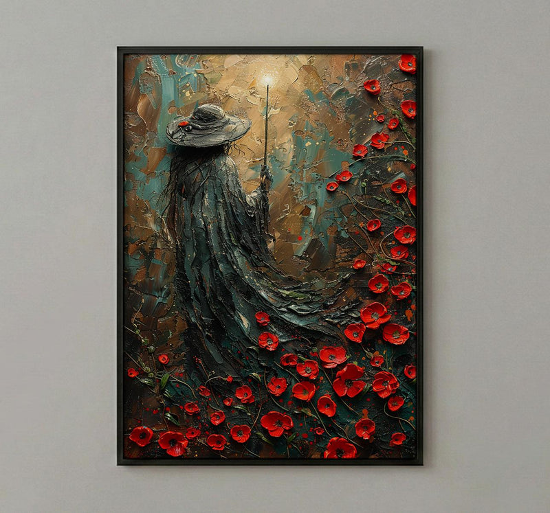 The Magician Tarot Art Print, Red Poppy Spring Decor - Witchy Room Decor
