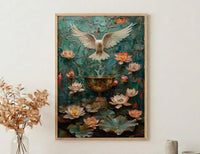 Ace of Cups Tarot Wall Art, Pink Lotus Spring Decor - Spiritual Gift