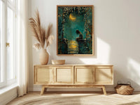 High Priestess Tarot Wall Decor, Crescent Moon Print - Palette Knife Painting Style