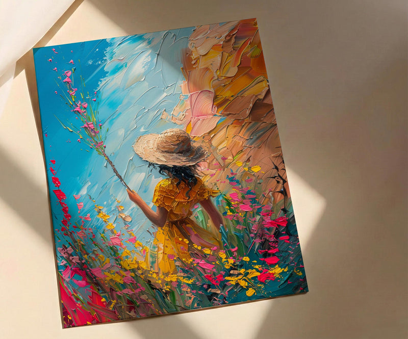 Page of Wands Tarot Art Print, Magic Desert Spring - Witchy Room Decor