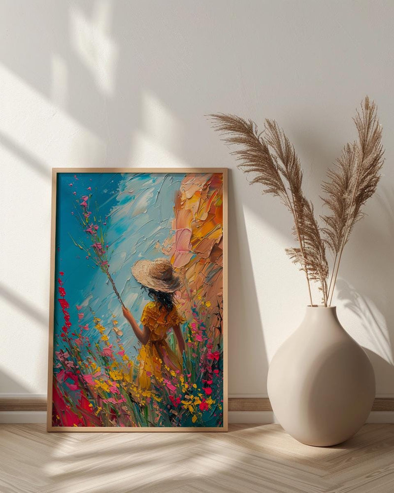 Page of Wands Tarot Art Print, Magic Desert Spring - Witchy Room Decor