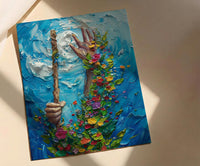 Ace of Wands Tarot Art Print, Spring Magic Wand Decor - Witchy Room Decor