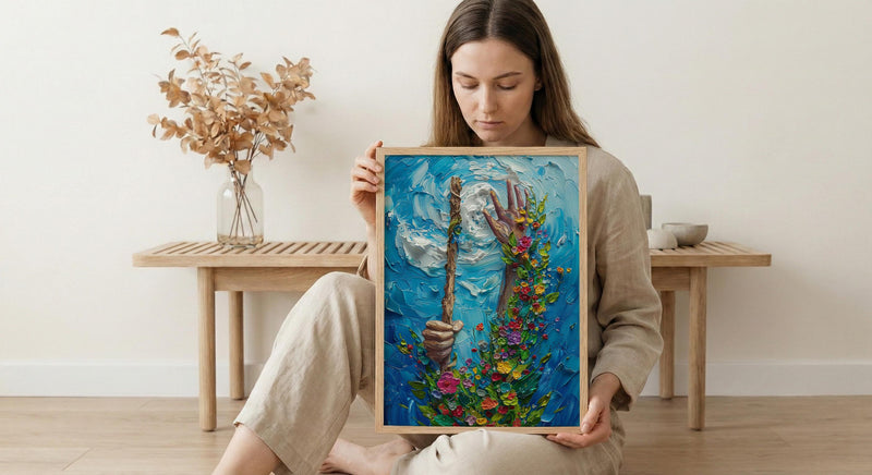 Ace of Wands Tarot Art Print, Spring Magic Wand Decor - Witchy Room Decor