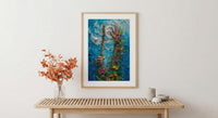 Ace of Wands Tarot Art Print, Spring Magic Wand Decor - Witchy Room Decor