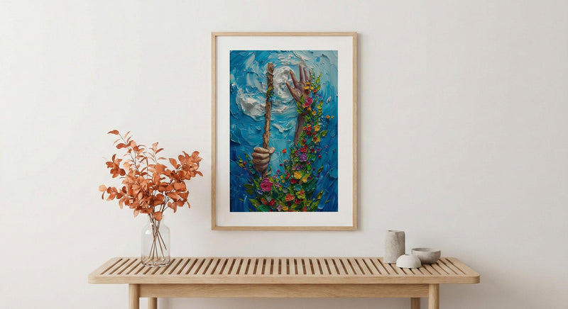 Ace of Wands Tarot Art Print, Spring Magic Wand Decor - Witchy Room Decor