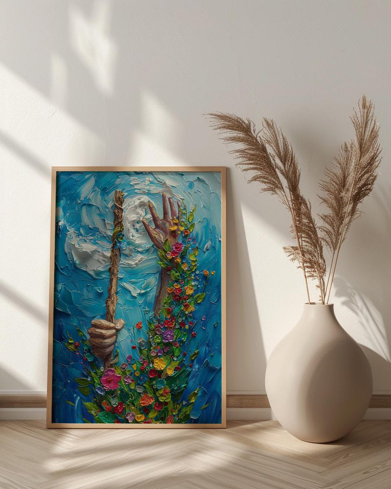 Ace of Wands Tarot Art Print, Spring Magic Wand Decor - Witchy Room Decor