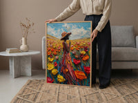 Page of Pentacles Wall Art, Spring Tarot Floral Decor - Housewarming Gift