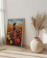 Page of Pentacles Wall Art, Spring Tarot Floral Decor - Housewarming Gift