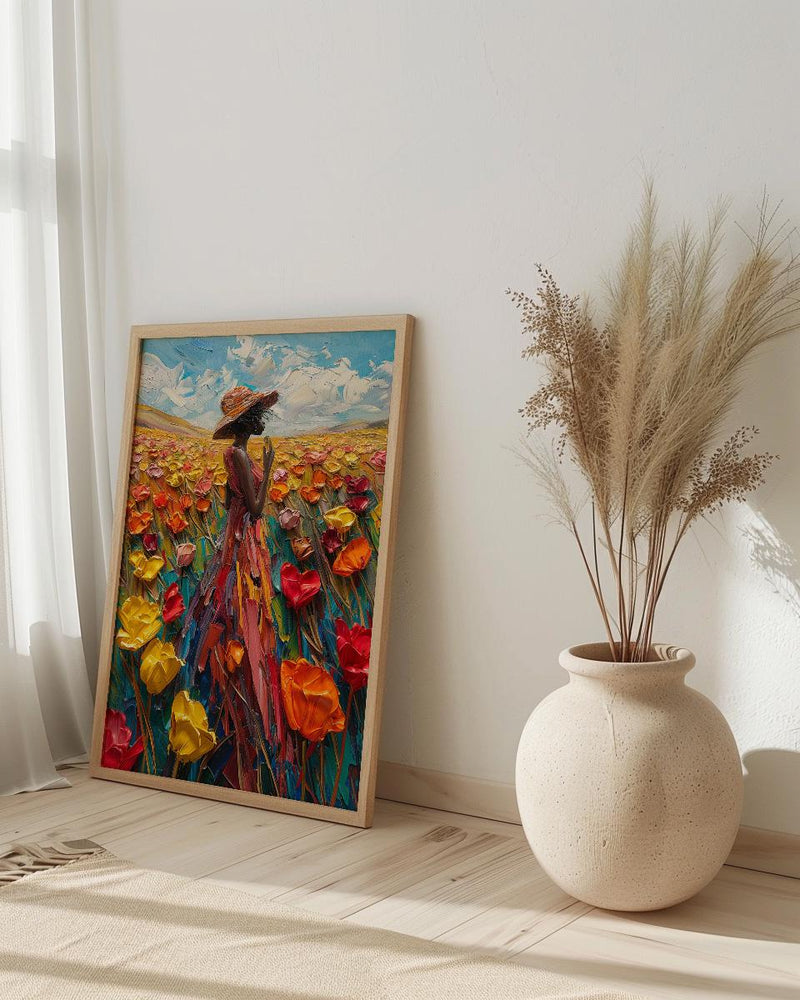 Page of Pentacles Wall Art, Spring Tarot Floral Decor - Housewarming Gift