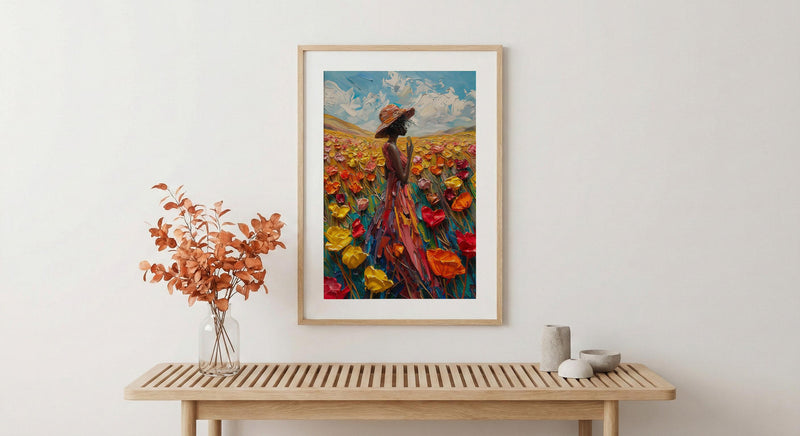 Page of Pentacles Wall Art, Spring Tarot Floral Decor - Housewarming Gift