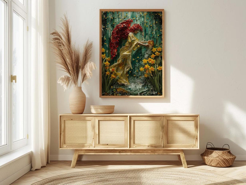 Temperance Tarot Wall Decor, Yellow Daffodil Spring - Living Room Decor