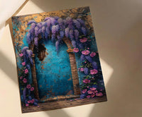 Three of Pentacles Art Print, Purple Wisteria Decor - Witchy Room Decor