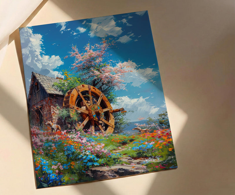 Wheel of Fortune Tarot Poster, Spring Magic Sky Art Print - Entryway Decor