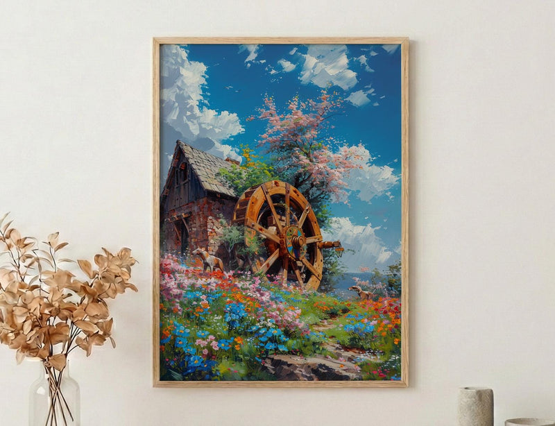 Wheel of Fortune Tarot Poster, Spring Magic Sky Art Print - Entryway Decor