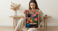 Nine of Cups Tarot Wall Decor, Pink Peony Spring - Thick Oil Painting Style