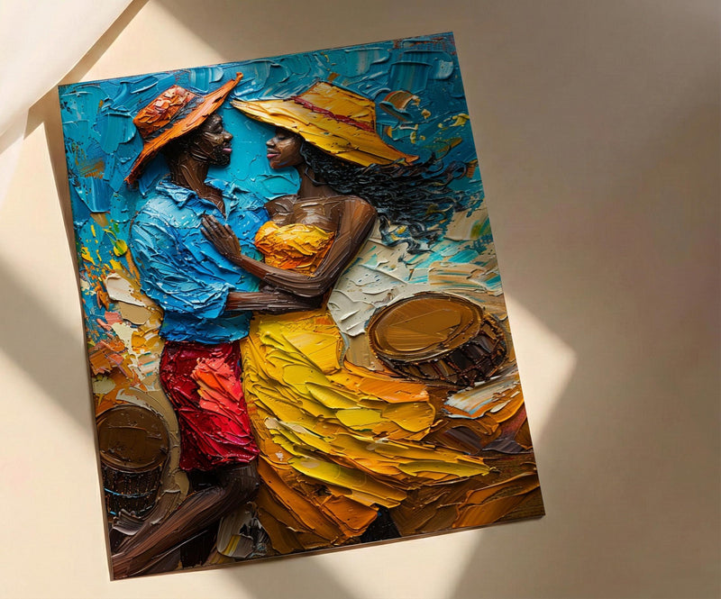 African Wedding Dance Art, Kente Cloth Print - Newlywed Gift
