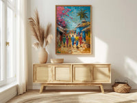 African Village Art, Traditional Wedding Print - Thick Oil Painting Style