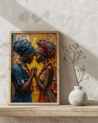 African Bride and Groom, Black Love Wall Art - Anniversary Gift