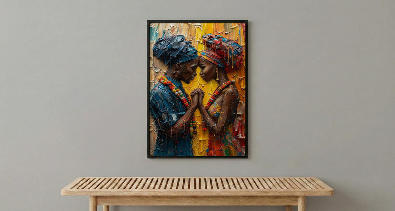 African Bride and Groom, Black Love Wall Art - Anniversary Gift