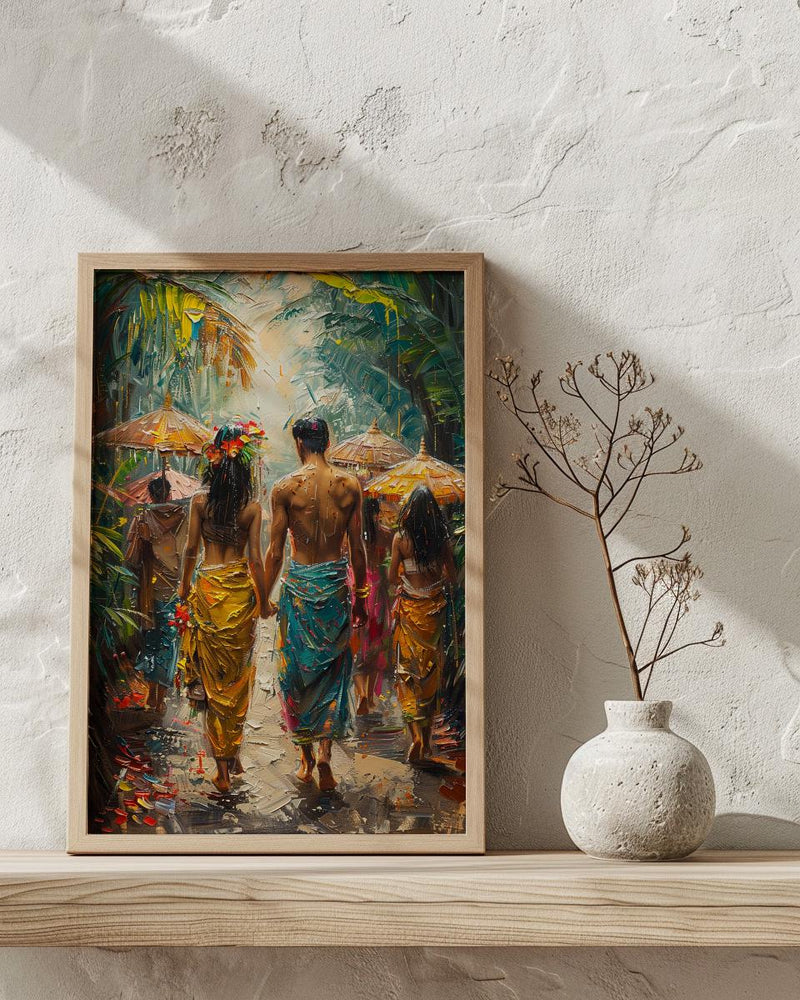 Balinese Wedding Procession Art, Bali Tropical Decor - Asian Wedding Gift