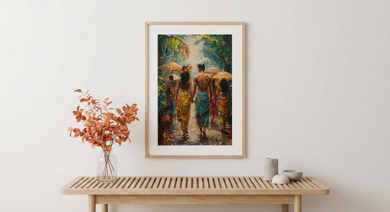 Balinese Wedding Procession Art, Bali Tropical Decor - Asian Wedding Gift